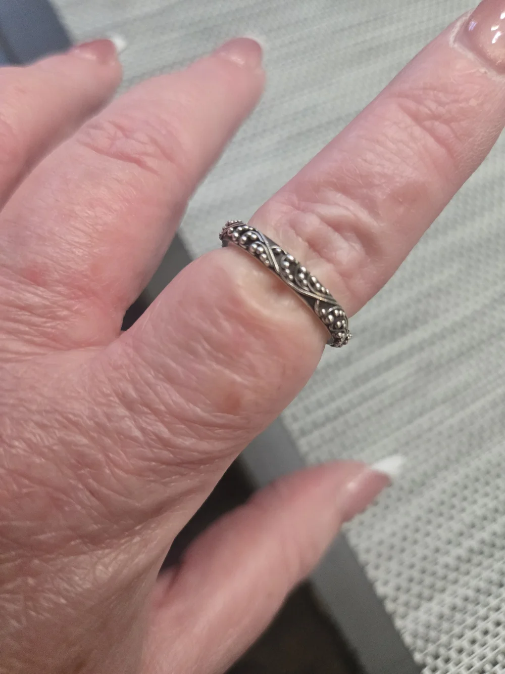Lois Hill Silver-Tone Twisted Beaded Filigree Band